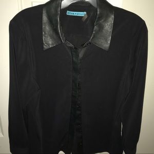 Alice & Olivia black Shirt with leather collar